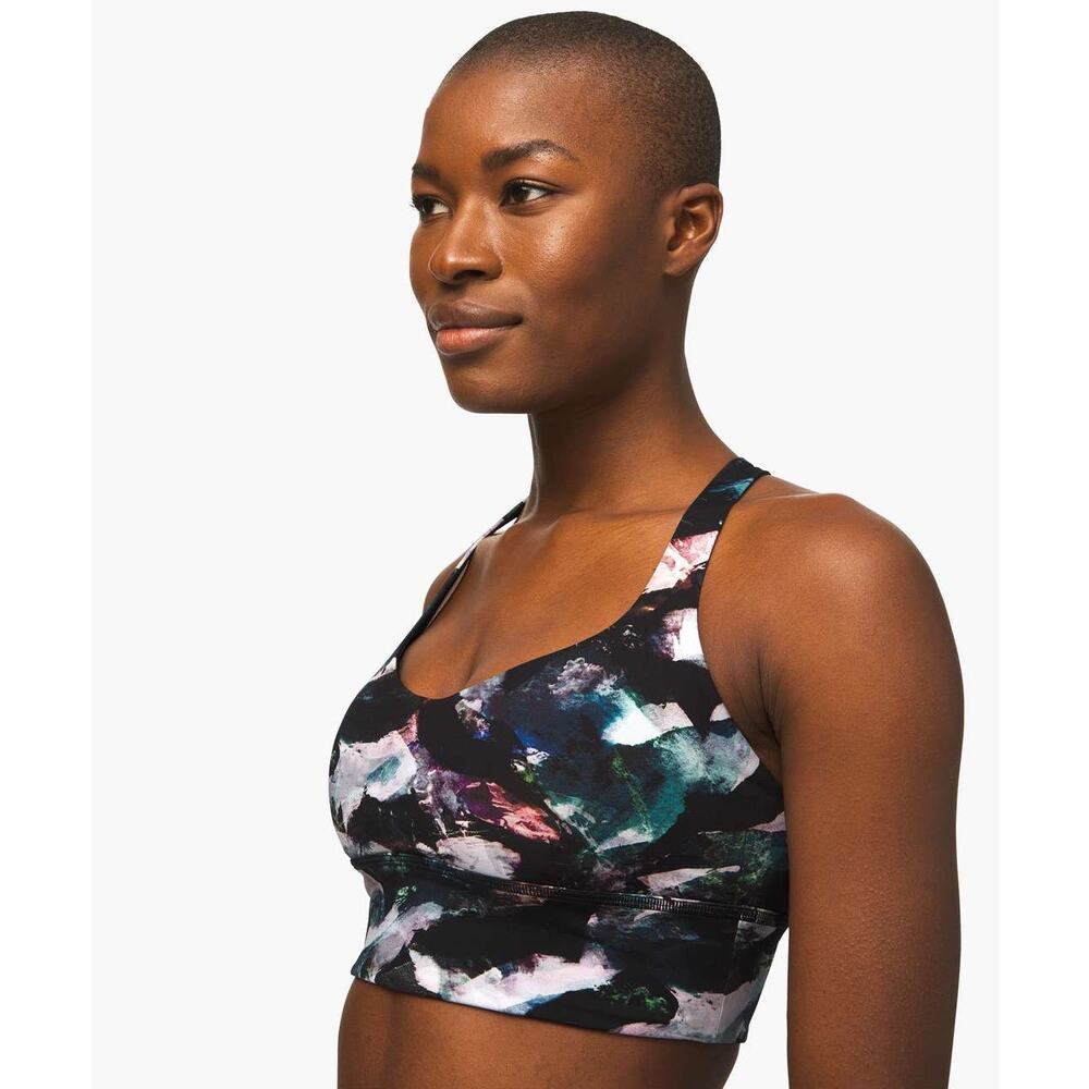 Lululemon Free to be Wild Longlined Bra Glacier Camo 10 EUC